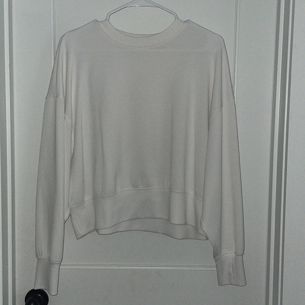 White cropped AS Revival crewneck. Adult XS